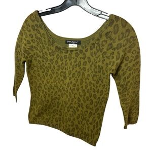 Betsy Johnson vintage olive green Leopard Print Sweater
